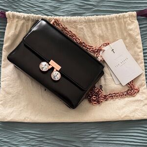Ted Baker Black Crossbody Bag with Rose Gold Chain